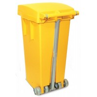 BIDONE X RIFIUTI C/RUOTE 80LT GIALLO