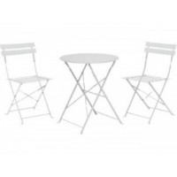 SET BISTRO TAVOLO + 2 SEDIE IN METALLO GRIGIO CHIARO