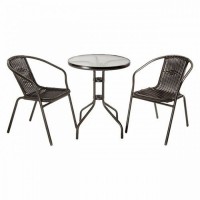 SET GIARDINO IN POLYRATTAN ACHILLE COLORE MARRONE/ANTRACITE