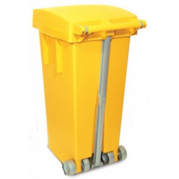 BIDONE X RIFIUTI C/RUOTE 80LT GIALLO