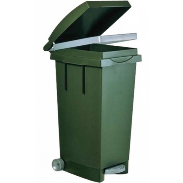 BIDONE X RIFIUTI C/RUOTE 80LT VERDE