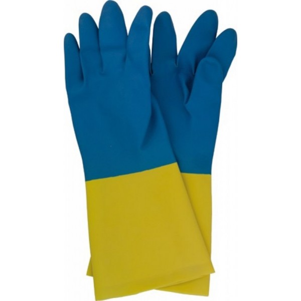 GUANTI LAVORO LATTICE NEOPRENE TG. 8 MAURER GIALLO-BLU