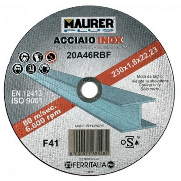 MOLA TAGLIO ACCIAIO INOX MAURER PLUS MM 230 X1,9 5+1