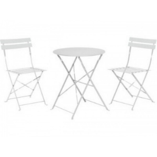 SET BISTRO TAVOLO + 2 SEDIE IN METALLO GRIGIO CHIARO